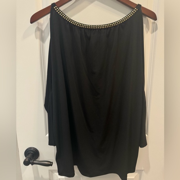 MICHAEL by Michael Kors Women’s Black Open Shoulder Blouse - Picture 2 of 5